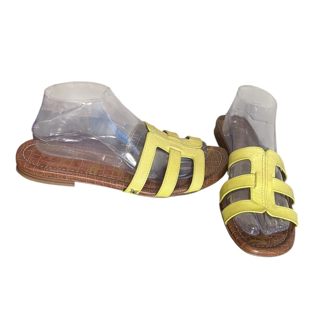 Sam Edelman Bettie Slide Sandals Women's US 10 M Yellow Leather Slip On Flats‎